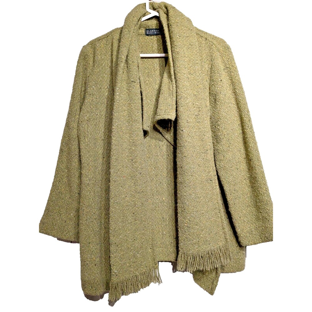 Blarney Woolen Mills Wool/Alpaca Ireland Olive Cardigan Women Sz: L-XL and Scarf